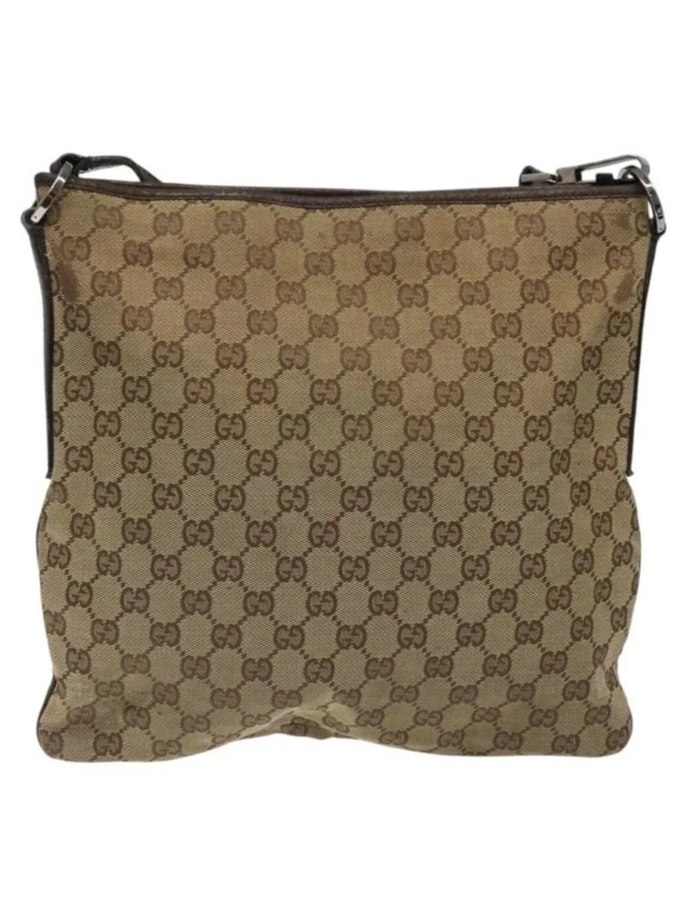 Authentic GUCCI GG Canvas Shoulder Bag Beige Silver 113013 - Picture 9 of 16